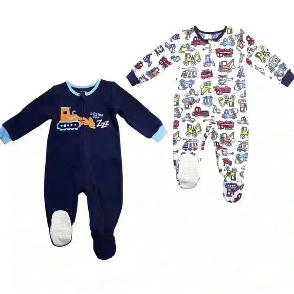 Absorba Sleeper Blanket Onesie Size 6-9 Months Boy 2-pack Fleece Construction - Picture 1 of 6